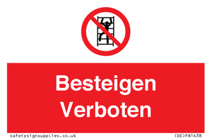 (DE)PA1438: Besteigen Verboten