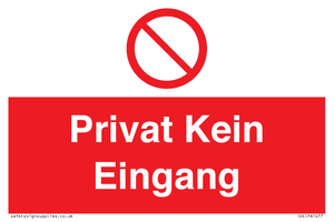 (DE)PA1477: Privat Kein Eingang