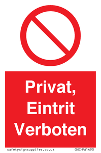 (DE)PA1490: Privat, Eintrit Verboten