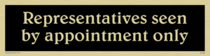 DV1086: representatives seen by appointment only - sign