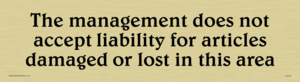 DV742: Cloakroom liability disclaimer
