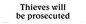 DV744: thieves will be prosecuted - sign