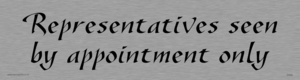DV826: representatives seen by appointment only - door sign