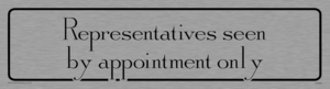 DV848: representatives seen by appointment only - door sign