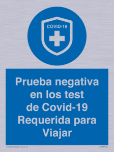 (ES)MP7040: Prueba negativa en los test de Covid-19 Requerida para Viajar