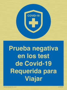 (ES)MP7040: Prueba negativa en los test de Covid-19 Requerida para Viajar