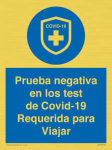 (ES)MP7040: Prueba negativa en los test de Covid-19 Requerida para Viajar