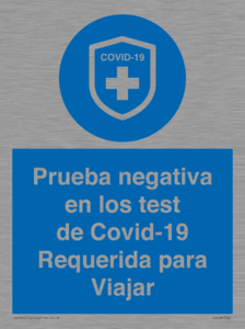 (ES)MP7040: Prueba negativa en los test de Covid-19 Requerida para Viajar