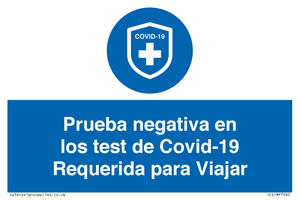 (ES)MP7040: Prueba negativa en los test de Covid-19 Requerida para Viajar