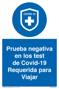 (ES)MP7040: Prueba negativa en los test de Covid-19 Requerida para Viajar