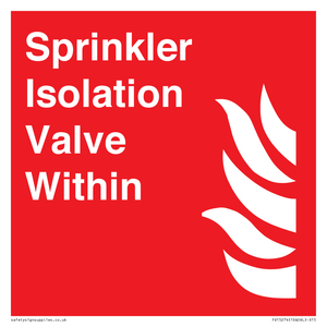 FV15274: Sprinkler Isolation Valve Within