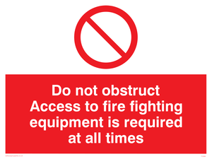 FV364: Do not obstruct fire equipment