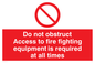 FV364: Do not obstruct fire equipment