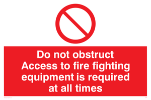 FV364: Do not obstruct fire equipment