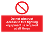 FV364: Do not obstruct fire equipment