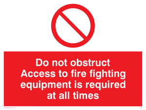 FV364: Do not obstruct fire equipment