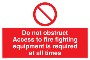 FV364: Do not obstruct fire equipment
