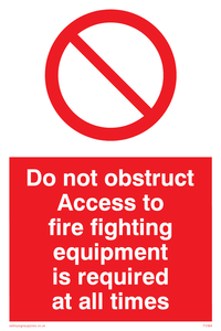 FV364: Do not obstruct fire equipment