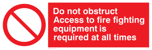 FV364: Do not obstruct fire equipment