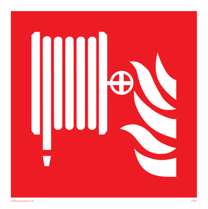 FV647: Fire hose reel and flames sign