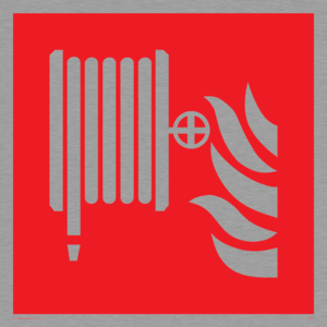 FV647: Fire hose reel and flames sign