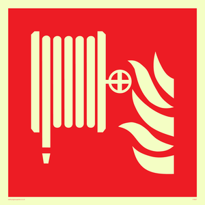 FV647: Fire hose reel and flames sign