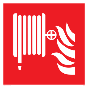FV647: Fire hose reel and flames sign