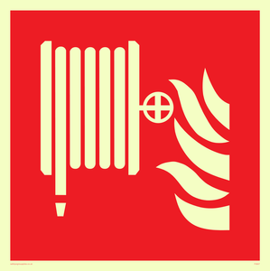 FV647: Fire hose reel and flames sign