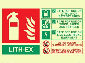 FZ13750: LITH-EX Fire Extinguisher Identification Sign