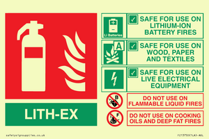 FZ13750: LITH-EX Fire Extinguisher Identification Sign