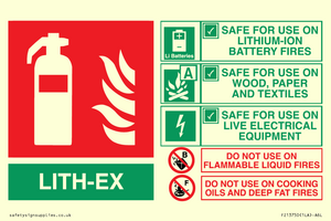 FZ13750: LITH-EX Fire Extinguisher Identification Sign