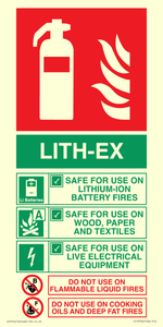 FZ13750: LITH-EX Fire Extinguisher Identification Sign