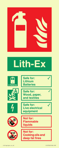 FZ13750: LITH-EX Fire Extinguisher Identification Sign