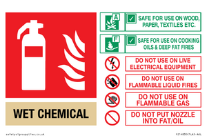FZ14830: WET CHEMICAL Fire Extinguisher Identification Sign