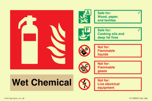 FZ14830: WET CHEMICAL Fire Extinguisher Identification Sign