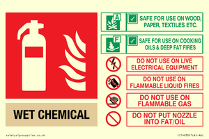 FZ14830: WET CHEMICAL Fire Extinguisher Identification Sign