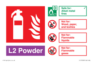 FZ15958: L2 Powder Fire Extinguisher Identification Sign
