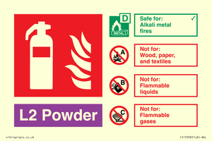 FZ15958: L2 Powder Fire Extinguisher Identification Sign