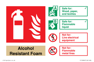 FZ16846: Alcohol Resistant Foam Fire Extinguisher Identification Sign