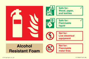FZ16846: Alcohol Resistant Foam Fire Extinguisher Identification Sign