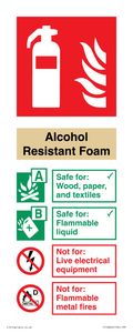 FZ16846: Alcohol Resistant Foam Fire Extinguisher Identification Sign