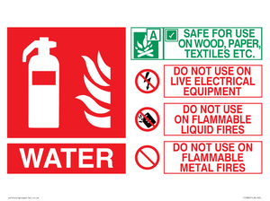 FZ383: WATER Fire Extinguisher Identification Sign