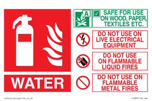 FZ383: WATER Fire Extinguisher Identification Sign