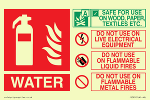 FZ383: WATER Fire Extinguisher Identification Sign
