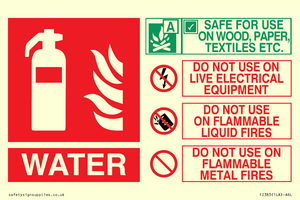 FZ383: WATER Fire Extinguisher Identification Sign