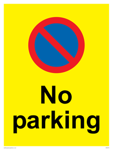 IA6276: No parking Red and blue symbol on yellow background