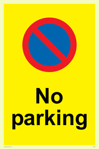 IA6276: No parking Red and blue symbol on yellow background