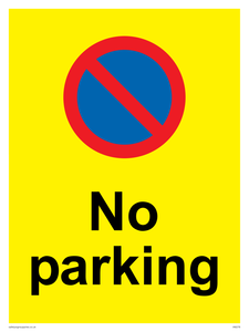 IA6276: No parking Red and blue symbol on yellow background