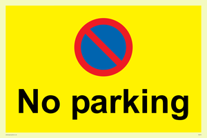 IA6276: No parking Red and blue symbol on yellow background