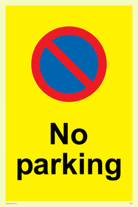 IA6276: No parking Red and blue symbol on yellow background